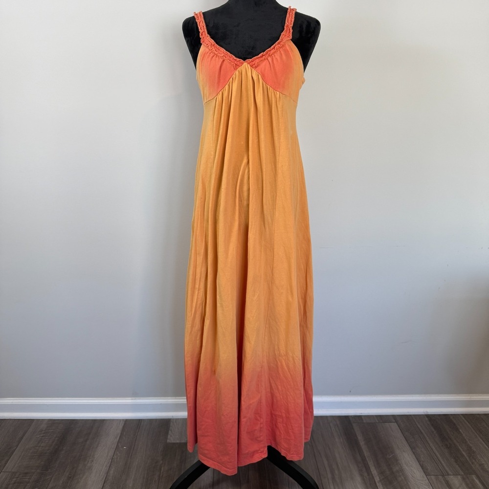 Old Navy Sunset Ombre Maxi Dress Size Medium Orange Coral Summer Vacation Resort